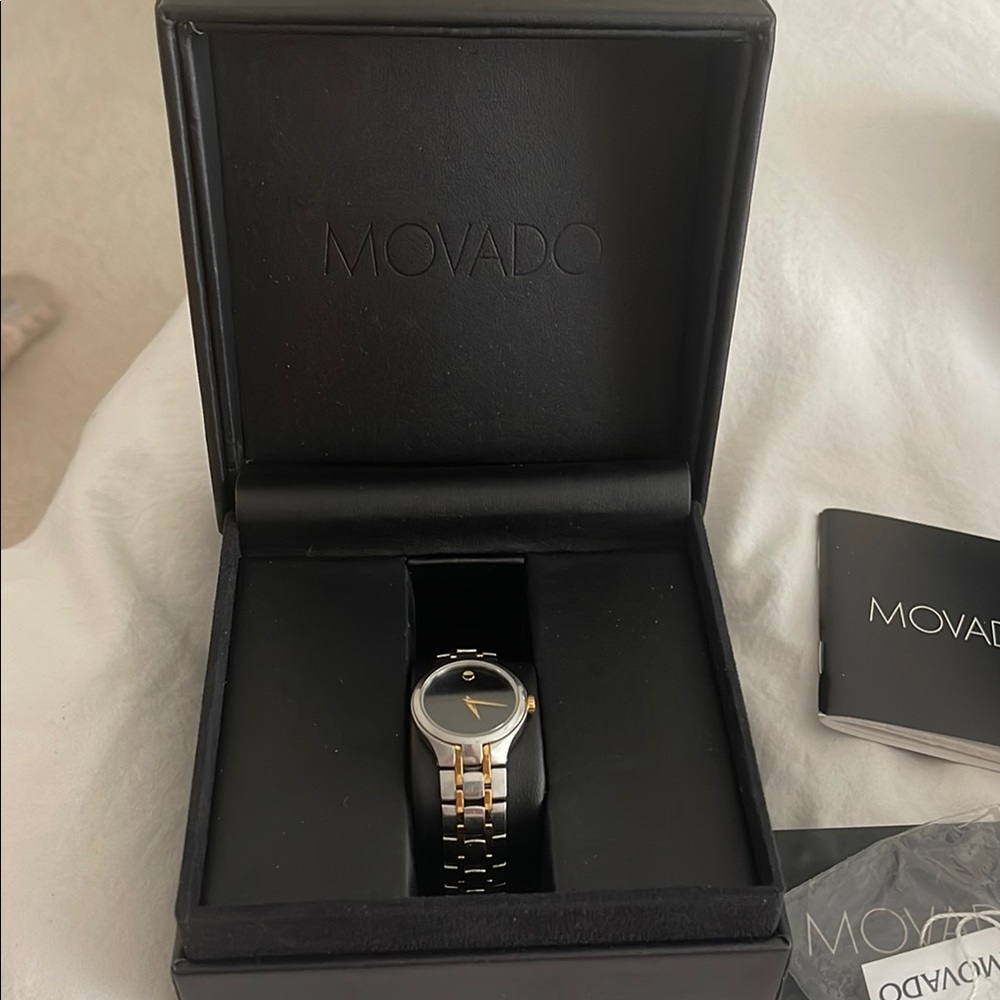 Movado Women's Black and Gold Watch